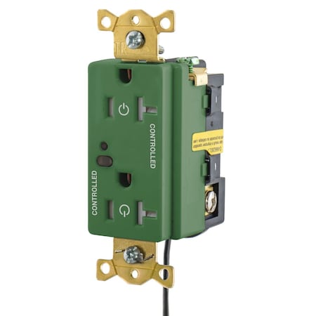 Hubbell Wiring Device-Kellems Straight Blade Receptacle, 5-20R, 20 A, 125V AC, 2 Pole, 3 Wire, Grounded HBL5362LC2GN